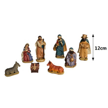 Cargar imagen en el visor de la galería, BELÉN de Resina 8 Figuras 12 cm – Nacimiento Navideño con Reyes Magos, María, José y Animales
