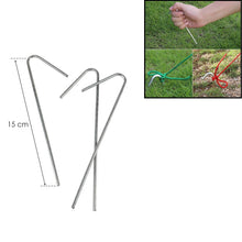 Cargar imagen en el visor de la galería, Piquetas Metálicas para Camping 40 Piezas Ø3 mm x 15cm – Estacas de Acero para Tienda de Campaña, Toldos y Jardín
