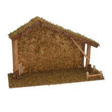 Cargar imagen en el visor de la galería, Casa Portal Madera con musgo  para belén de un Nacimiento navidad diseño realista
