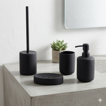 Cargar imagen en el visor de la galería, Set de Accesorios de Baño de Cerámica con Acabado Rubber Soft Touch – Diseño Moderno Mate – Disponible en Set Completo de 4 Piezas o Individual (Negro / Beige)

