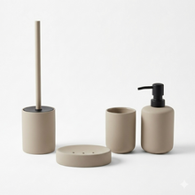 Cargar imagen en el visor de la galería, Set de Accesorios de Baño de Cerámica con Acabado Rubber Soft Touch – Diseño Moderno Mate – Disponible en Set Completo de 4 Piezas o Individual (Negro / Beige)
