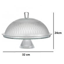 Cargar imagen en el visor de la galería, Tartera de Cristal con Pie y tapa, Soporte para Pasteles Tarta bizcochos Ice Cake
