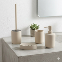 Cargar imagen en el visor de la galería, Set de Accesorios de Baño de Cerámica con Acabado Rubber Soft Touch – Diseño Moderno Mate – Disponible en Set Completo de 4 Piezas o Individual (Negro / Beige)

