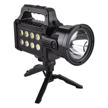 Cargar imagen en el visor de la galería, Linterna de Mano LED Recargable Tipo C con Trípode – Carga Solar, Power Bank, 7 Modos de Luz y Pantalla de Batería
