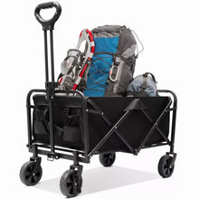 Cargar imagen en el visor de la galería, Carrito Plegable de Camping 60/80KG con 4 Ruedas Todo Terreno, Asa Ajustable, Carro de Almacenamiento Portátil para Playa, Picnic, Pesca y Jardín
