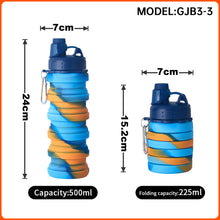 Cargar imagen en el visor de la galería, 3 Botellas de Agua Plegables de Silicona 500ml – Portátiles, Reutilizables, Ideales para Viaje, Deporte y Camping
