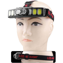 Cargar imagen en el visor de la galería, Linterna de cabeze frontal led recargables USB-C – 2 Modelos A/B – 5/6 Modos – Ajustable – IPX4 gran luminosidad e iluminacion para campo, camping al aire libre, escalada de montaña y minería y reparación de automóviles
