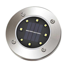Cargar imagen en el visor de la galería, Set 6 Luces Solares 8 LED Blanco Frío para Jardín Ø11.5 cm Acero y Plástico

