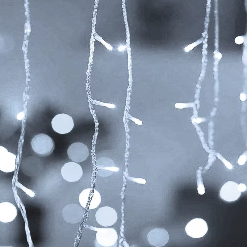 Cortina de Luces LED de Navidad Cable transparente 8 Funciones interior y exterior