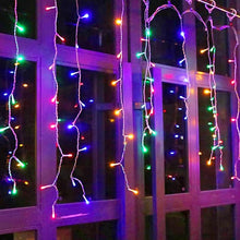 Cargar imagen en el visor de la galería, Cortina de Luces LED de Navidad Cable transparente 8 Funciones interior y exterior
