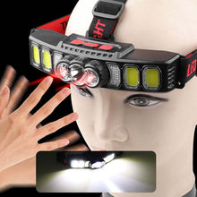 Cargar imagen en el visor de la galería, Linterna de cabeze frontal led recargables USB-C – 2 Modelos A/B – 5/6 Modos – Ajustable – IPX4 gran luminosidad e iluminacion para campo, camping al aire libre, escalada de montaña y minería y reparación de automóviles
