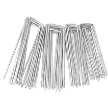 Cargar imagen en el visor de la galería, Piquetas Metálicas para Jardín 15 cm – Grapas de Sujeción Galvanizadas Ø 3 mm | Anclajes para Malla Antihierbas, Césped Artificial y Riego
