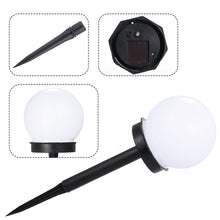 Cargar imagen en el visor de la galería, Set de 6 Luces Solares LED para Jardín con Forma de Bola Blanca - Lámpara de Exterior Impermeable, Luz Blanca Fría, Estaca de Plástico para Decoración de Caminos y Patio

