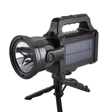 Cargar imagen en el visor de la galería, Linterna de Mano LED Recargable Tipo C con Trípode – Carga Solar, Power Bank, 7 Modos de Luz y Pantalla de Batería
