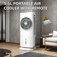 Cargar imagen en el visor de la galería, Ventilador de Torre función de Viento enfriador, Ventilador de refrigeración de aire de Agua Hielo 5.5 L 3 Velocidades 65W
