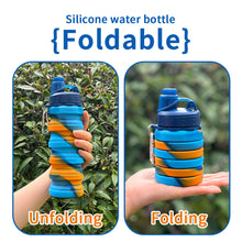 Cargar imagen en el visor de la galería, 3 Botellas de Agua Plegables de Silicona 500ml – Portátiles, Reutilizables, Ideales para Viaje, Deporte y Camping

