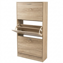 Cargar imagen en el visor de la galería, Mueble Armario de Zapateros Madera 3 Cajones Roble para 18 Pares Zapatos
