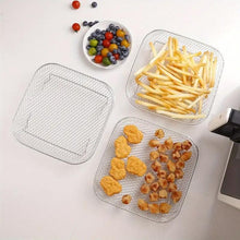 Cargar imagen en el visor de la galería, Set 3 Rejilla Cuadrada Apilable para Freidora de Aire Quttin 20x20x4.5 cm
