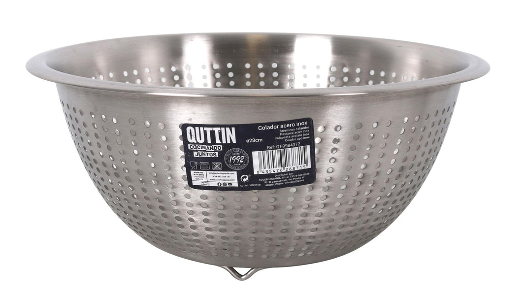 Colador Quttin Acero Inoxidable 28 cm – Resistente, Apto Lavavajillas, Uso Profesional y Doméstico