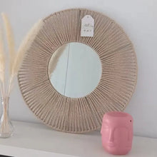 Cargar imagen en el visor de la galería, Esoejo Redondo Caren Rafia Natural 50CM Decoracion Para Entrada Casa Dormitorio
