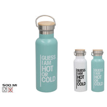 Cargar imagen en el visor de la galería, Termo Decorado 500ml Acero Inoxidable 304 con Asa – Botella Térmica Frío y Calor con Tapa Bambú – Color Aleatorio
