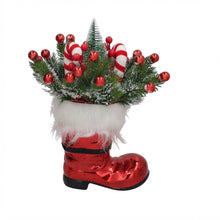 Cargar imagen en el visor de la galería, Bota Navideña Roja con 20 Luces LED, Decoración de Navidad con Piñas y Bolas, 19x36 cm
