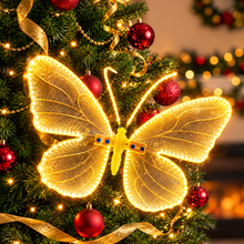 Cargar imagen en el visor de la galería, Adorno Navideño Mariposa Luminosa LED Multicolor y Alas en Movimiento para Árbol de Navidad
