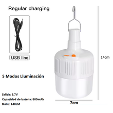 Cargar imagen en el visor de la galería, Lámpara Camping LED, Recargable, Linterna de Camping Solar Portátil con 5 Modos Lluminación, IP44 Impermeables, Para Acampar, Caminar, Pescar, Emergencia [Clase de eficiencia energética E]&quot;
