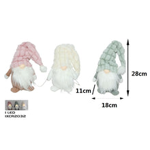 Cargar imagen en el visor de la galería, Gnomo de Tela Decorativo con Nariz de Luz LED y Gorro Texturizado - 18x11x28 cm
