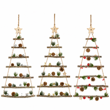 Cargar imagen en el visor de la galería, Árbol de Navidad Colgante de Madera con Piñas y Adornos Naturales, Decoración Navideña Rústica, 3 Modelos Surtidos al Azar
