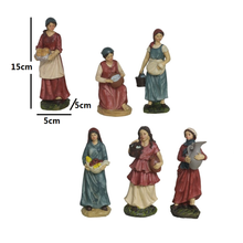 Cargar imagen en el visor de la galería, Figura Pastor / Pastora Belen 6 Piezas 15cm Resina Decoraciones Navidad
