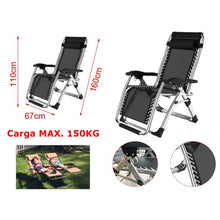 Cargar imagen en el visor de la galería, Silla tumbona hamaca plegable Reclinable de gravedad cero y resistente para Playa Patio Jardín Camping al Aire Libre, Carga Max.150 kg
