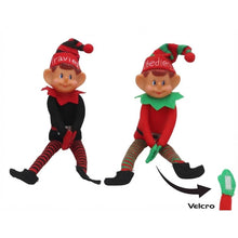 Cargar imagen en el visor de la galería, Pareja de Elfos Sentados Navideños Decorativos - Pack de 2 Muñecos Duendes de Navidad para Colgar y Estantería
