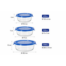 Cargar imagen en el visor de la galería, QUTTIN Fiambrera Hermética de Cristal con Tapa Azul | Táper de Vidrio Borosilicato | Apto para Microondas, Horno, Congelador y Lavavajillas | Rectangular, Cuadrada y Redonda | 300-1500 ml
