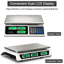 Cargar imagen en el visor de la galería, KMT Style - Báscula balanza digital para comida de 5g a 40 kg peso base de cuenta para cálculo de precio, 220V / 50Hz, electrónica LCD
