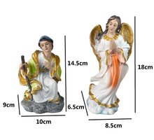 Cargar imagen en el visor de la galería, Nacimiento Belén 10 figuras Portal de Belén Reyes Magos María Jesús y José, Altura 20 cm Multicilor Pastel - Gerimport
