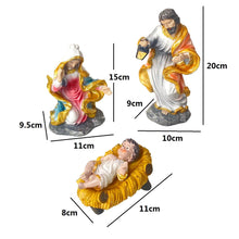 Cargar imagen en el visor de la galería, Nacimiento Belén 10 figuras Portal de Belén Reyes Magos María Jesús y José, Altura 20 cm Multicilor Pastel - Gerimport
