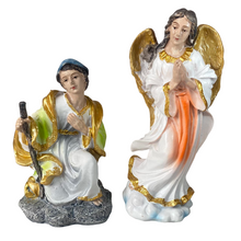 Cargar imagen en el visor de la galería, Nacimiento Belén 10 figuras Portal de Belén Reyes Magos María Jesús y José, Altura 20 cm Multicilor Pastel - Gerimport
