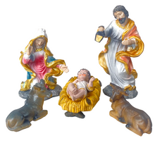 Cargar imagen en el visor de la galería, Nacimiento Belén 10 figuras Portal de Belén Reyes Magos María Jesús y José, Altura 20 cm Multicilor Pastel - Gerimport
