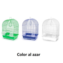 Cargar imagen en el visor de la galería, Jaula para Pájaros Pequeños 35 x 28 x 49 cm con Comederos, Perchas y Columpio | Cúpula Curva para Periquitos, Agapornis y Canarios - Color Aleatorio
