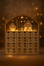 Cargar imagen en el visor de la galería, Calendario de Adviento de Madera con Cajones con luz – Diseño Navideño 47x6.5x50 cm - Gerimport
