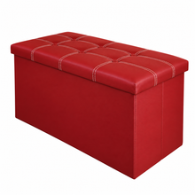Cargar imagen en el visor de la galería, Puf Baúl Almacenaje Plegable 76x38x36 cm - Banco Otomana de Piel Sintética con Tapa Acolchada, Zapatero y Organizador Multiusos para Salón, Dormitorio y Recibidor
