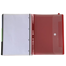 Cargar imagen en el visor de la galería, Cuaderno Cervantes A4 Espiral con Tapa Plástica, 120 Hojas, 90g, Cuadrícula 5x5 mm, 3 Separadores y Carpeta Multitaladro
