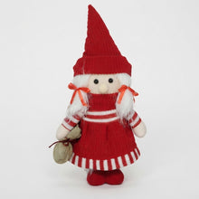 Cargar imagen en el visor de la galería, Figura Decorativa Gnomo Navideño de Peluche - Duende Papá Noel o Elfa con Ropa de Punto para Decoración de Navidad (16x10x35 cm)
