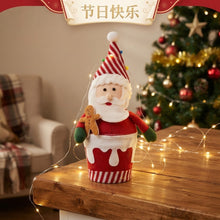 Cargar imagen en el visor de la galería, Figura Decorativa de Papá Noel en Cubo de 35 cm con Galleta de Jengibre, Adorno Navideño para el Hogar
