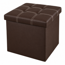 Cargar imagen en el visor de la galería, Puf Cuadrado de Almacenamiento de Piel Sintética con Tapa Acolchada, Asiento Auxiliar, 38 × 38 × 36 cm
