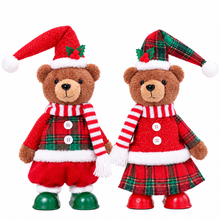 Cargar imagen en el visor de la galería, Oso de Navidad con Luz LED, Música y Movimiento, Decoración Navideña Interactiva, 2 Modelos Surtidos al Azar, 19 x 11 x 32 cm - Gerimport
