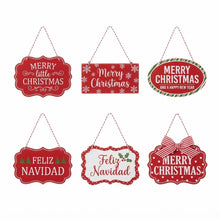 Cargar imagen en el visor de la galería, Set de 6 Carteles de Madera Colgantes "Feliz Navidad" 11x8x0,7 cm Surtidos
