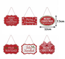 Cargar imagen en el visor de la galería, Set de 6 Carteles de Madera Colgantes "Feliz Navidad" 11x8x0,7 cm Surtidos
