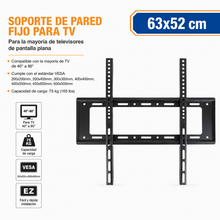 Cargar imagen en el visor de la galería, Soporte de Pared Fijo para TV 14"–80" | VESA Universal | Acero de Alta Resistencia | 3 Tamaños Disponibles: 28×22 cm, 46×43 cm y 63×52 cm
